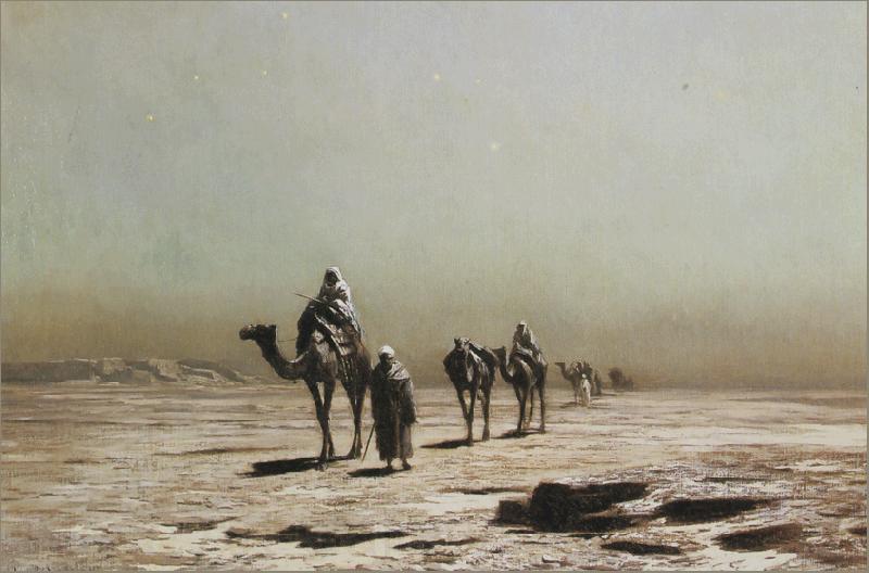 Ludwig Hans Fischer An Arab Caravan at Dusk. France oil painting art